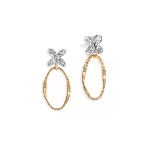 Marco Bicego® Marrakech Onde 18k Yellow and White Gold French Hoop Earrings George Press Jewelers Livingston, NJ