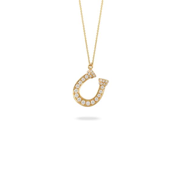 Doves 18K Yellow Gold Horseshoe necklace  George Press Jewelers Livingston, NJ
