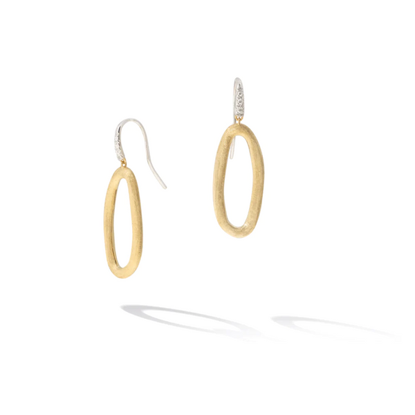 Marco Bicego® Jaipur Link Collection 18K Yellow & White Gold Oval Link Diamond Hook Earrings George Press Jewelers Livingston, NJ