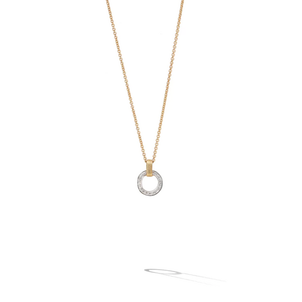 Marco Bicego® Jaipur Link Collection 18K Yellow & White Gold Flat-Link Diamond Pendant Necklace George Press Jewelers Livingston, NJ