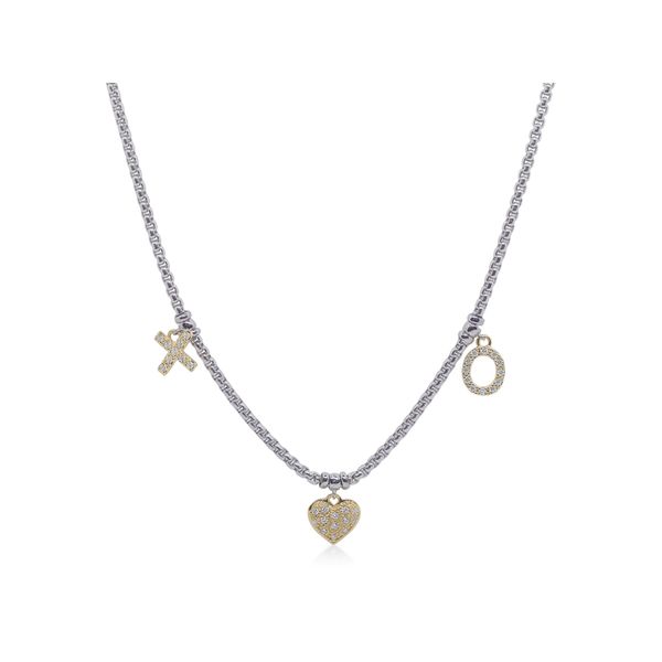 ALOR  Two Tone XO & Heart Necklace  George Press Jewelers Livingston, NJ