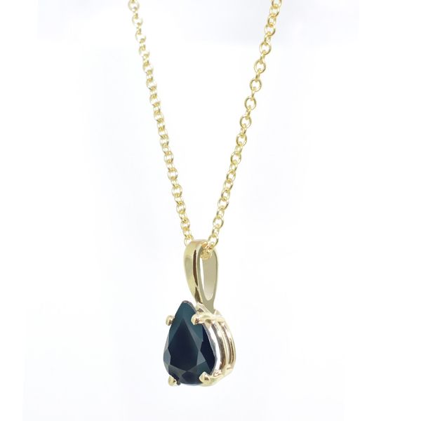 10K Gold 7 x 5 mm Pear Shape Dark Blue Sapphire Necklace on 18" Chain Image 2 Graziella Fine Jewellery Oshawa, ON