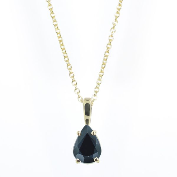 10K Gold 7 x 5 mm Pear Shape Dark Blue Sapphire Necklace on 18" Chain Graziella Fine Jewellery Oshawa, ON