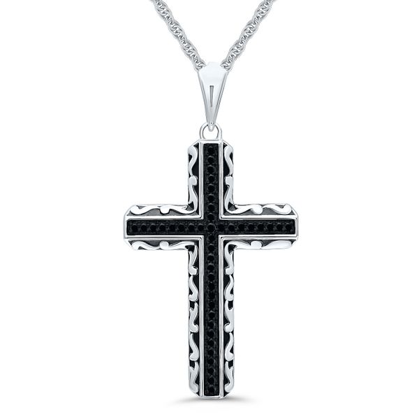 Black Diamond Cross with Rope Chain Grogan Jewelers Florence, AL