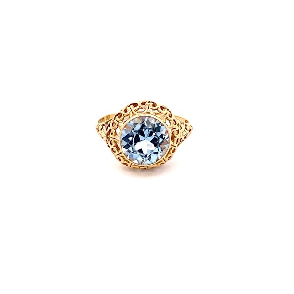 ESTATE FILIGREE GENUINE BLUE SPINEL RING Image 2 Hart's Jewelry Wellsville, NY
