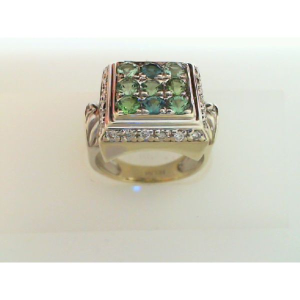 ESTATE GREEN AND BLUE TOURMALINE RING Image 2 Hart's Jewelry Wellsville, NY