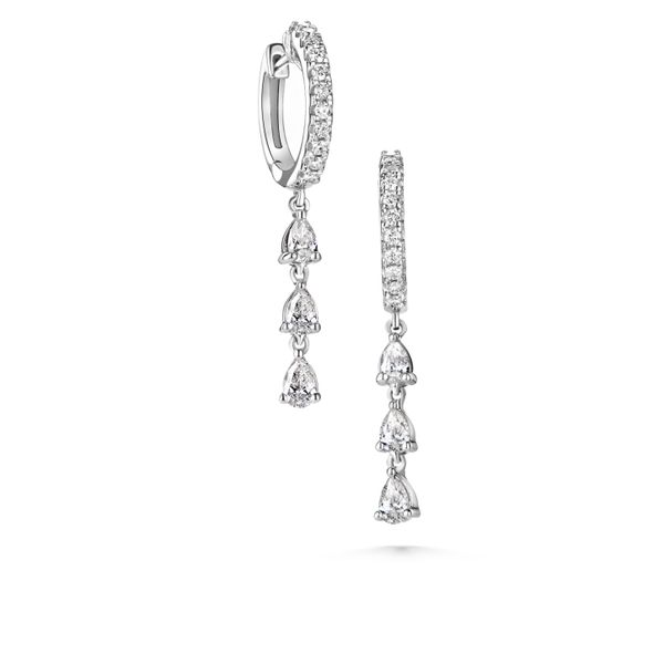 Diamond Hoops with Dangle Pear Shapes  Heritage Fine Jewelers Rochester, NY
