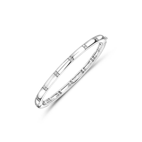 CZ Studded Silver Bangle Bracelet  Heritage Fine Jewelers Rochester, NY