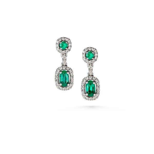 Emerald and Diamond Dangle Earrings  Heritage Fine Jewelers Rochester, NY