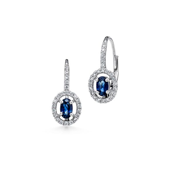 Sapphire and Diamond Halo Style Earrings  Heritage Fine Jewelers Rochester, NY
