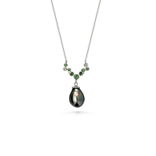 Green Tourmaline and Peacock South Sea Pearl Necklace  Heritage Fine Jewelers Rochester, NY