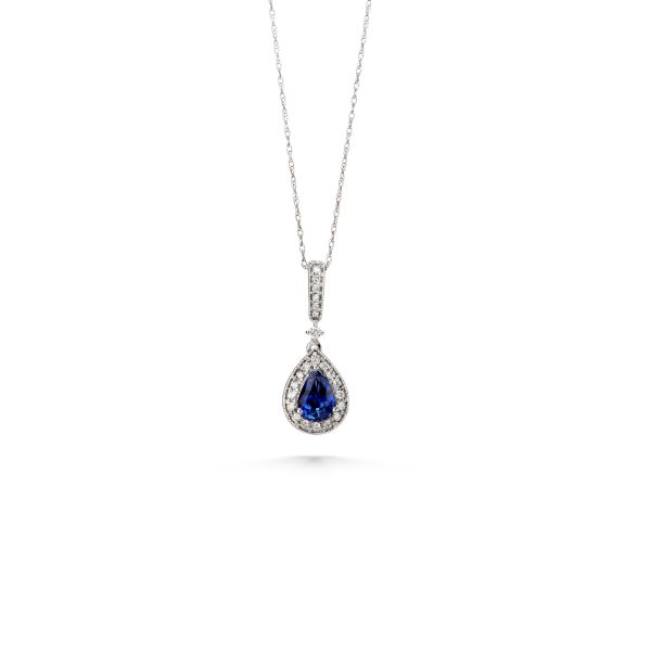 Pear Shaped Sapphire and Diamond Necklace  Heritage Fine Jewelers Rochester, NY