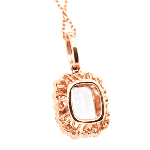 Rose Gold Aquamarine Halo Pendant Image 3 Portsches Fine Jewelry Boise, ID