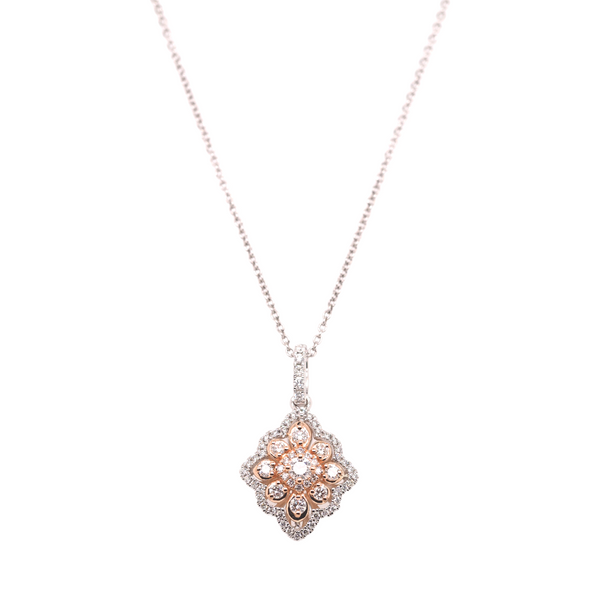 White and Rose Gold Floral Inspired Pendant Portsches Fine Jewelry Boise, ID