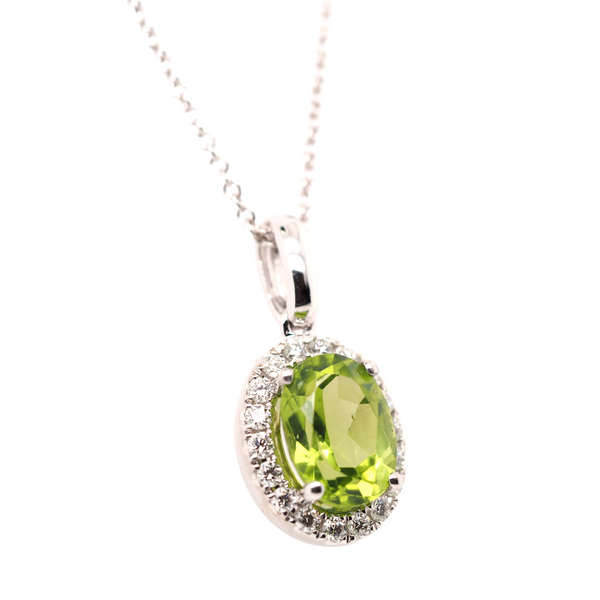Peridot Halo Necklace Image 2 Portsches Fine Jewelry Boise, ID