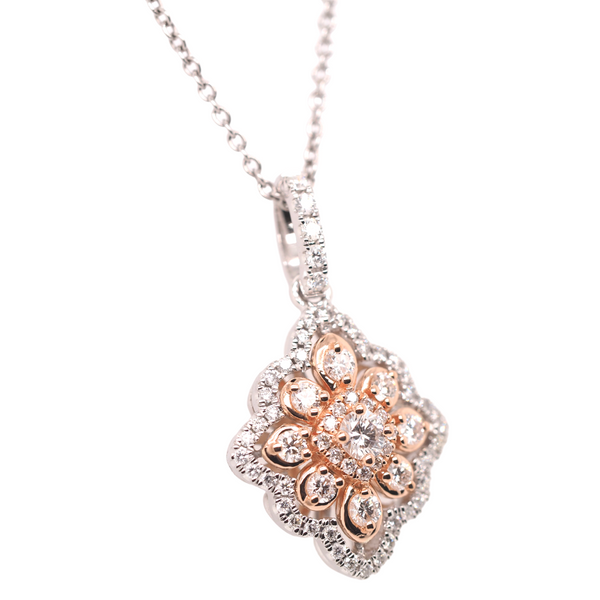 White and Rose Gold Floral Inspired Pendant Image 2 Portsches Fine Jewelry Boise, ID