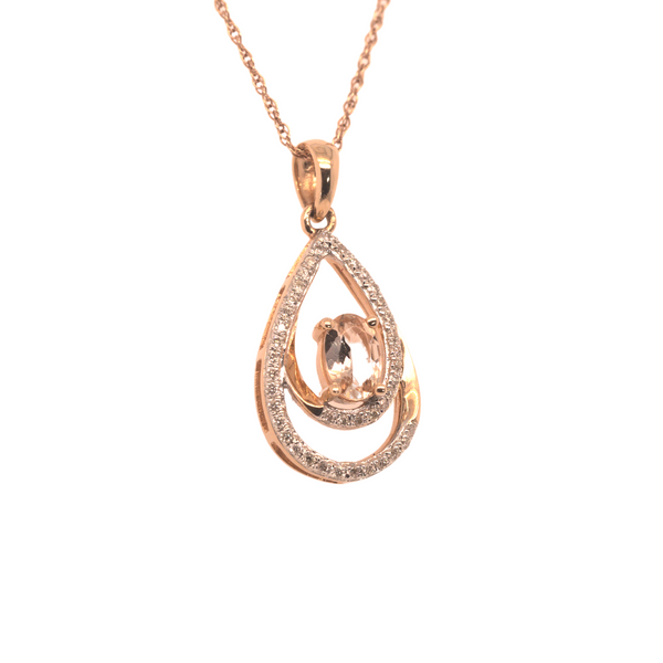 Rose Gold and Pink Morganite drop necklace Image 2 Portsches Fine Jewelry Boise, ID