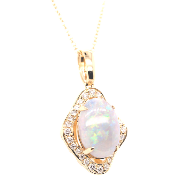 Yellow Gold Opal Necklace Image 2 Portsches Fine Jewelry Boise, ID
