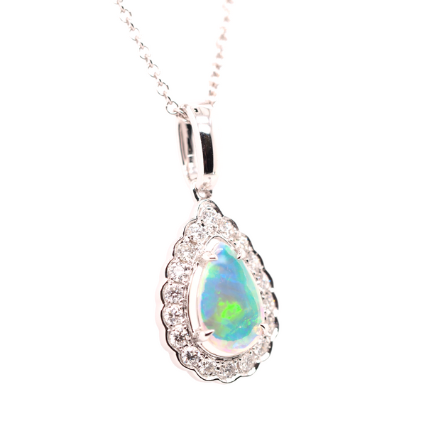 Opal Halo Necklace Image 2 Portsches Fine Jewelry Boise, ID