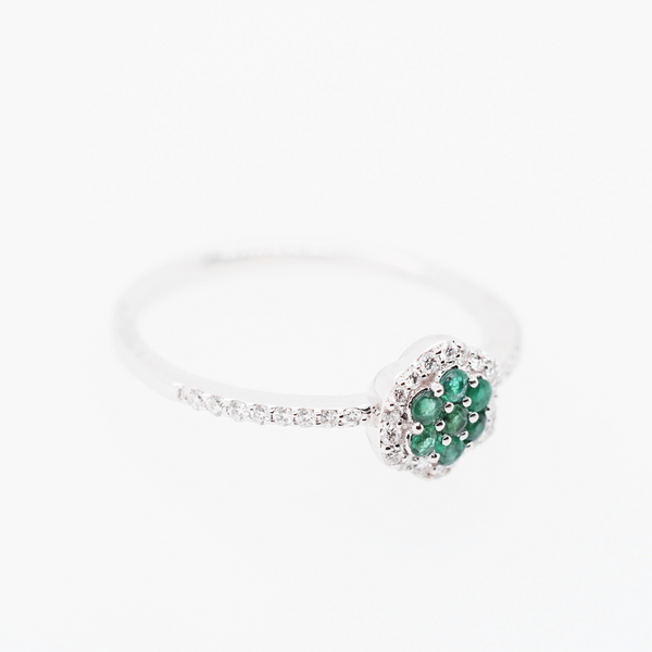 Sweet Emerald and Diamond Flower Ring Image 2 Portsches Fine Jewelry Boise, ID
