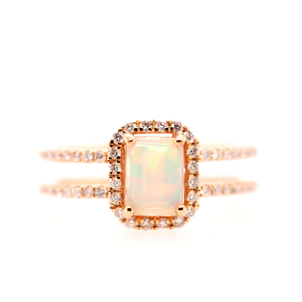 Emerald Cut Opal Halo Ring Portsches Fine Jewelry Boise, ID