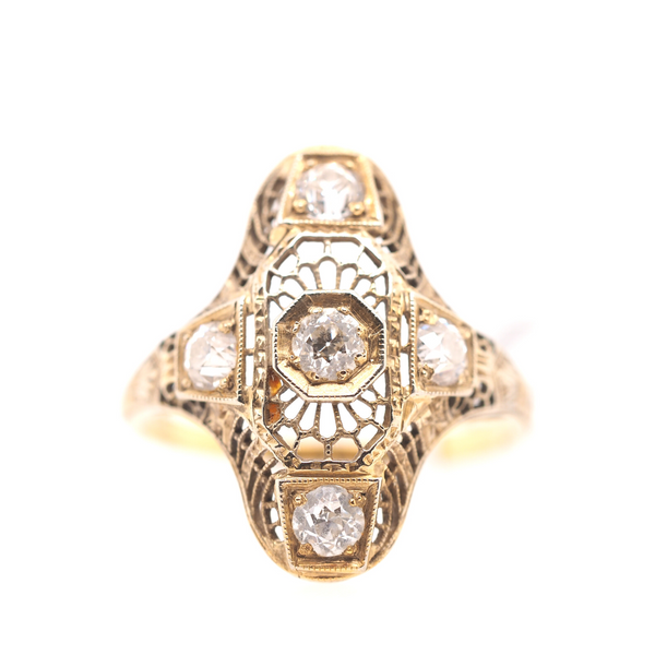 Antique Filigree Gold and Diamond Ring Portsches Fine Jewelry Boise, ID