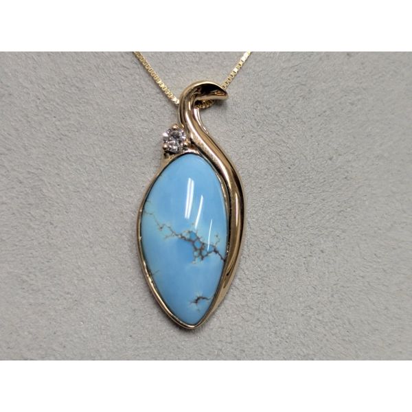 14ky Turquoise and Diamond Pendant