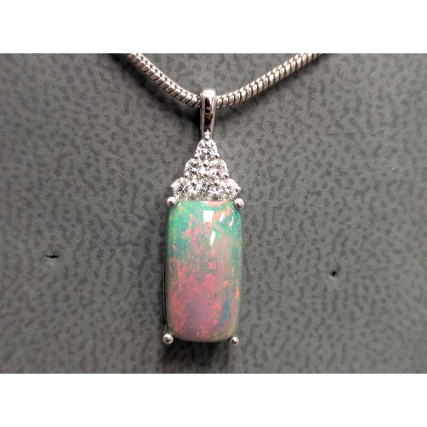 14kw Opal and Diamond Pendant