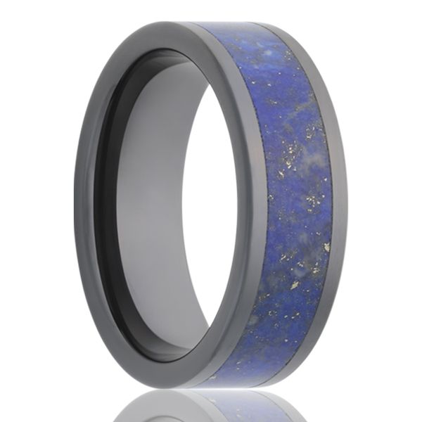 Ceramic with Lapis/Brass Inlay Men's Band Johnnys Lakeshore Jewelers South Haven, MI