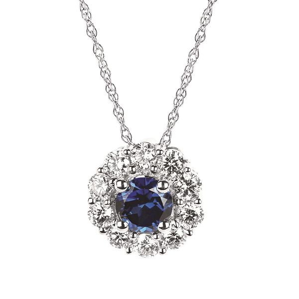 Lab Grown Sapphire & Diamond Pendant Johnnys Lakeshore Jewelers South Haven, MI