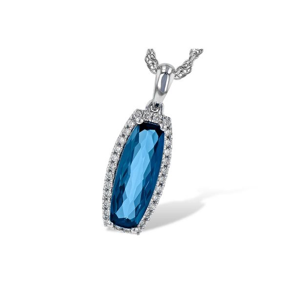 London Blue Topaz and Diamond Pendant Johnnys Lakeshore Jewelers South Haven, MI