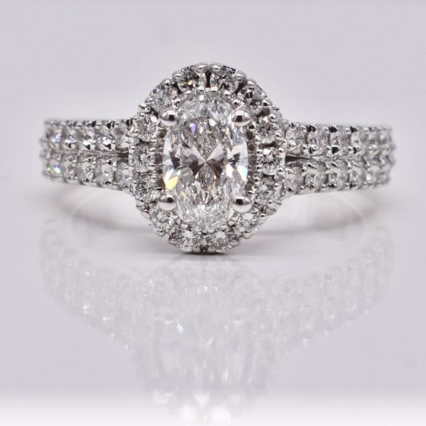 14K White Gold Ladies Diamond Halo Engagement Ring  Jones Jeweler Celina, OH