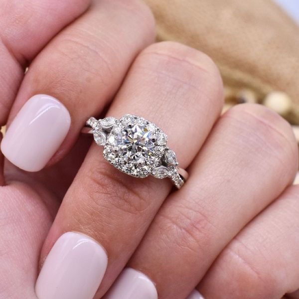 14K White Gold Halo Diamond Engagement Ring  Image 2 Jones Jeweler Celina, OH