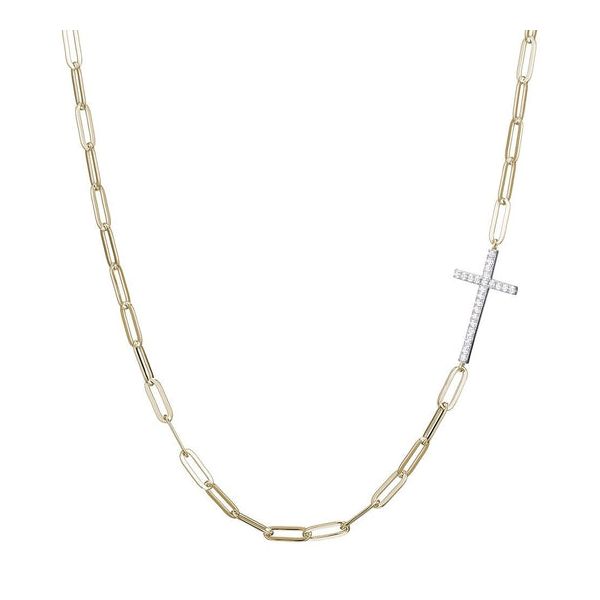 Silver Gold Plated Cross Paperclip Chain Necklace Jones Jeweler Celina, OH