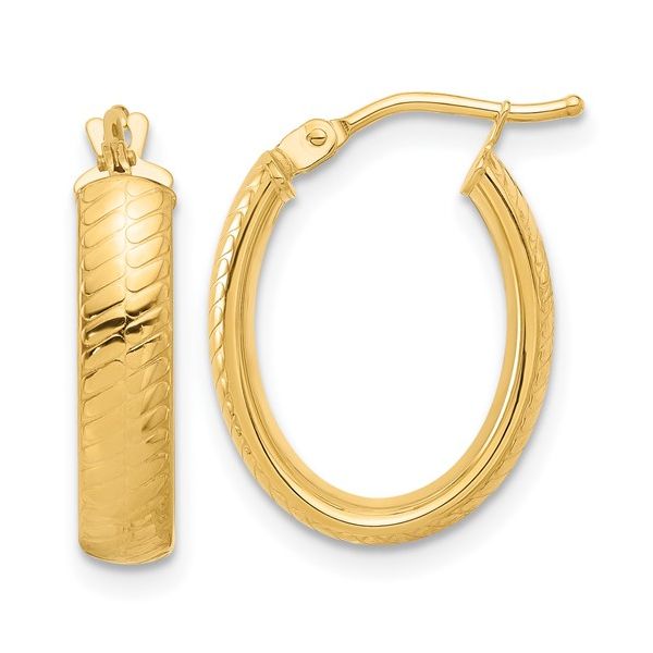 14K Yellow Gold Textured Hoop  Jones Jeweler Celina, OH