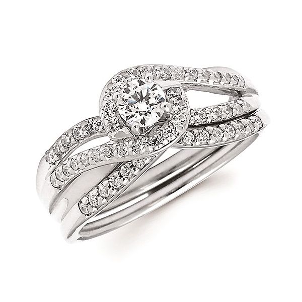 14K White Gold Halo Twist Diamond Engagement Ring  Jones Jeweler Celina, OH