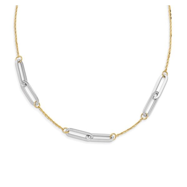 14K Two-Tone Paper Clip Station Necklace  Jones Jeweler Celina, OH
