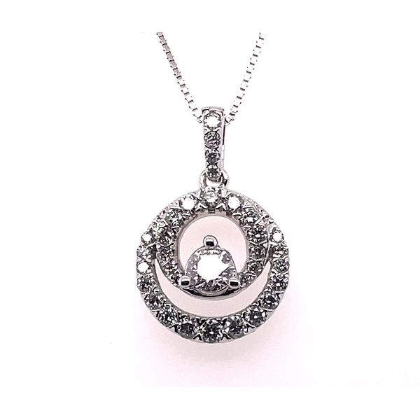 14 Karat White Gold Double Circle Diamond Necklace Jones Jeweler Celina, OH