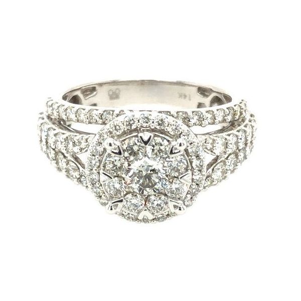 14K White Gold Ladies Cluster Illusion Engagement Ring  Jones Jeweler Celina, OH