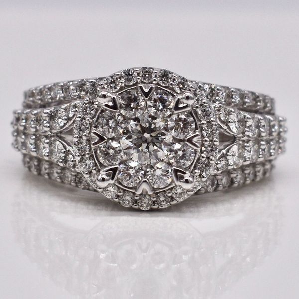 14K White Gold Ladies Cluster Illusion Engagement Ring  Image 3 Jones Jeweler Celina, OH