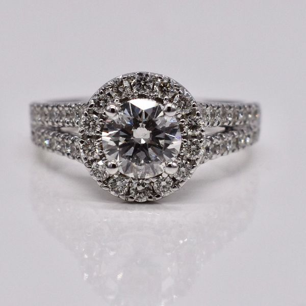14K White Gold Ladies Diamond Halo Engagement Ring Jones Jeweler Celina, OH