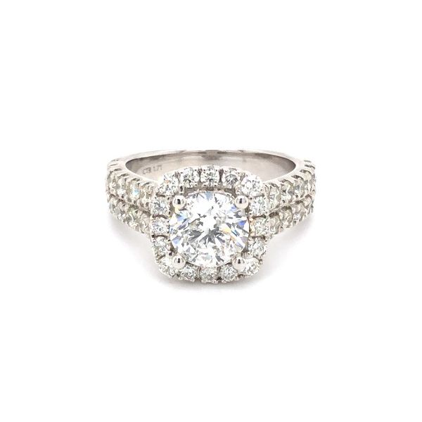 14K White Gold Ladies Diamond Halo Engagement Ring Jones Jeweler Celina, OH
