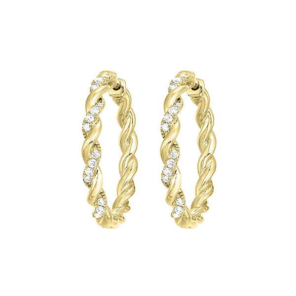 10 Karat Yellow Gold Twisting Diamond Hoops  Jones Jeweler Celina, OH