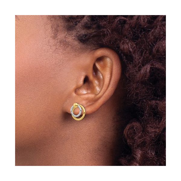 14K Two-Tone Double Circle Earring  Image 2 Jones Jeweler Celina, OH