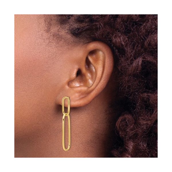 14K Yellow Gold Polished Paperclip Dangle Earrings Image 2 Jones Jeweler Celina, OH