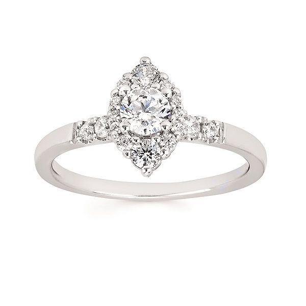14K White Gold Diamond Halo Engagement Ring  Jones Jeweler Celina, OH