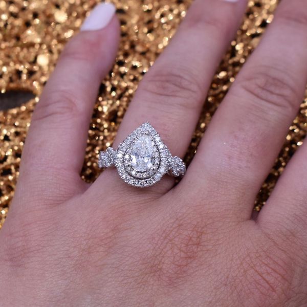 14K White Gold Double Halo Diamond Engagement Ring  Image 2 Jones Jeweler Celina, OH