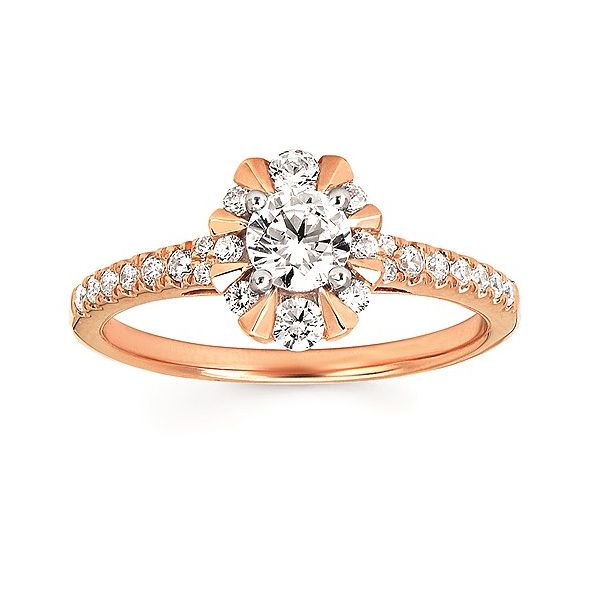 14K Rose Gold Diamond Halo Engagement Ring  Jones Jeweler Celina, OH
