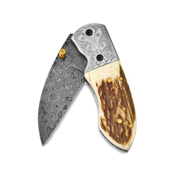 Stag Horn Damascus Steel Knife Jones Jeweler Celina, OH