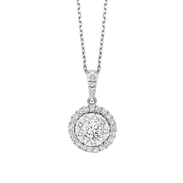 14 Karat White Gold Round Diamond Cluster Necklace  Jones Jeweler Celina, OH